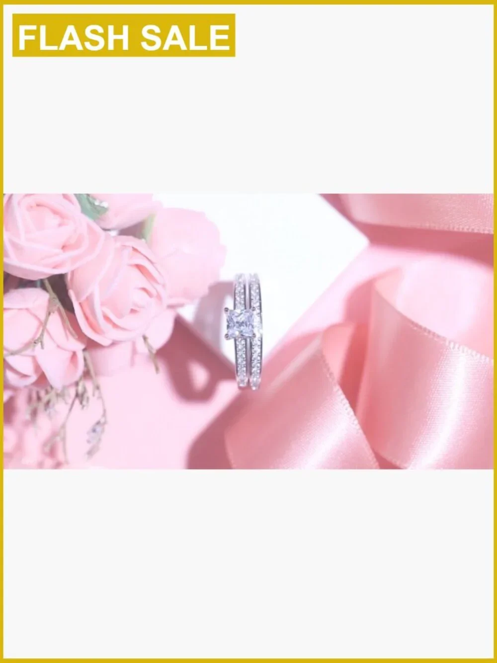 1.35ct Princess Cut Cubic Zirconia Engagement Ring Wedding Band Set Silver Size